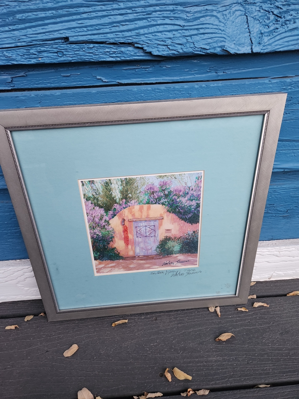 Vintage Valerie Graves Signed Art Print – Framed Southwestern Taos Adobe Wall